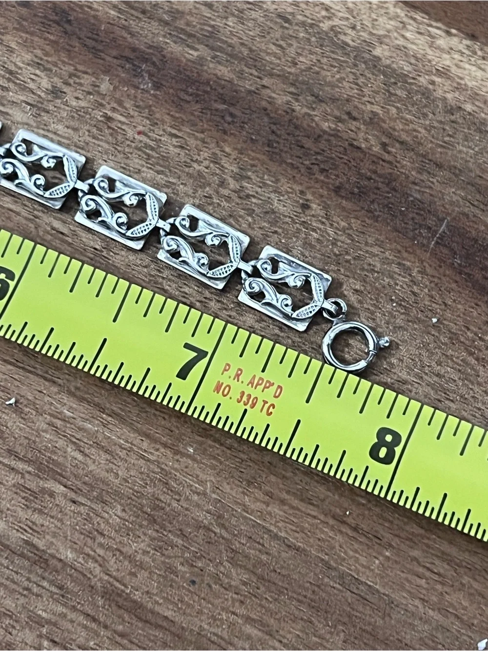 Vintage Danecraft Scrolled Panel Link Sterling Silver 925 Bracelet